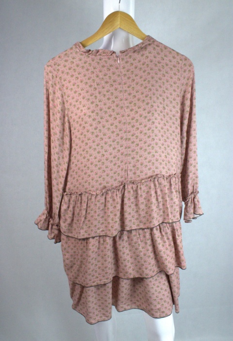 Noella krótka sukienka z falbanką w drobne kwiatki r.m