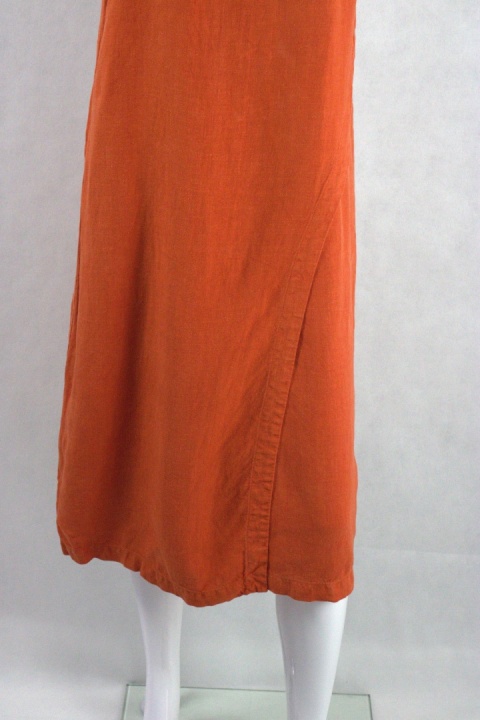 Oska lniana Długa sukienka  pomarańcz 2 regular