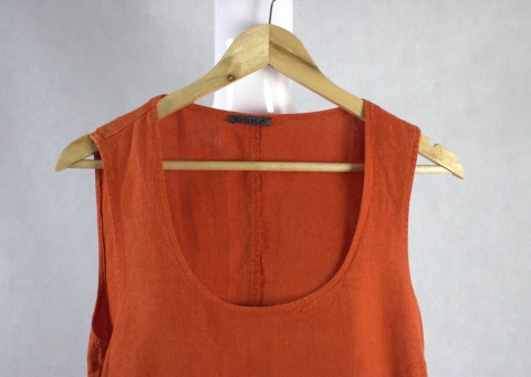 Oska lniana Długa sukienka  pomarańcz 2 regular