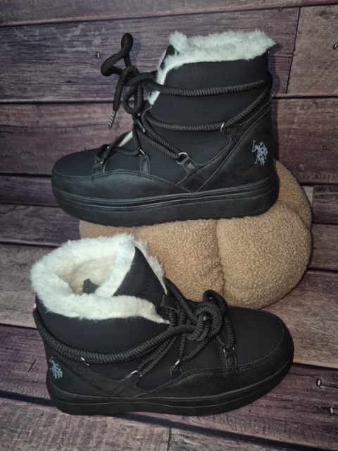 Wrangler glany damskie Trapery z futerkiem Seattle Alaska Leather WL22505A Czarny 37