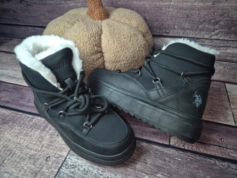 Wrangler glany damskie Trapery z futerkiem Seattle Alaska Leather WL22505A Czarny 37