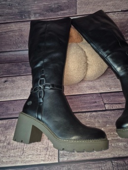 Marco Tozzi długie klasyczne jesienne kozaki damskie na zamek czarne 39