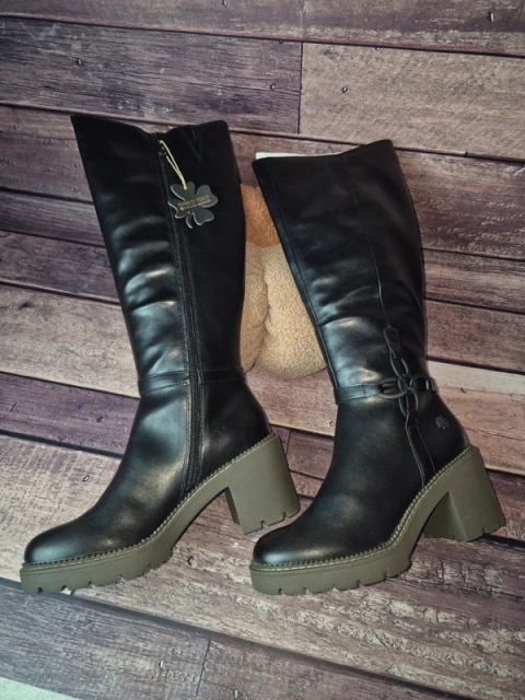 Marco Tozzi długie klasyczne jesienne kozaki damskie na zamek czarne 39