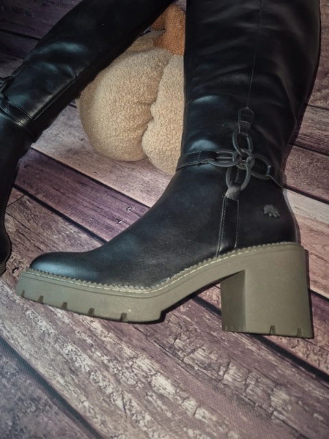 Marco Tozzi długie klasyczne jesienne kozaki damskie na zamek czarne 39